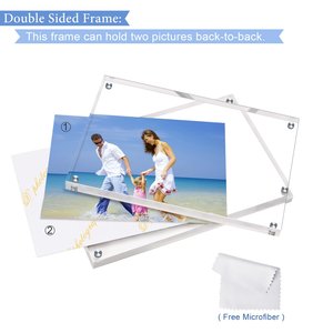 4x6 Clear Picture <b>Frames</b> Freestanding <b>Double</b> Sided Magnetic Acrylic Frameless Transparent Square <b>Frame</b> Gift for Desktop Display - Product Image 3