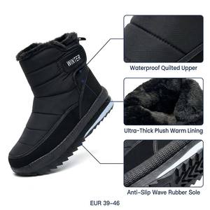 Inverno all'ingrosso nuovi <span class=keywords><strong>stivali</strong></span> da neve <span class=keywords><strong>impermeabili</strong></span> da uomo e da donna che si addensano scarpe invernali Casual nere termiche da esterno per uomo - Product Image 3