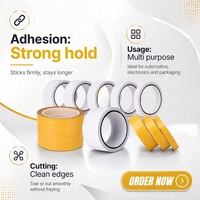 Ruban adhésif double face en PET à forte adhérence avec support en papier blanc, papier de protection en glassine jaune pour découpe à l'emporte-pièce avec des bords propres