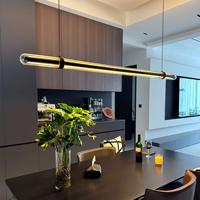 Lustre suspendu moderne de luxe italien pour restaurant, en alliage d'aluminium et verre, avec télécommande, lampe linéaire suspendue haut de gamme