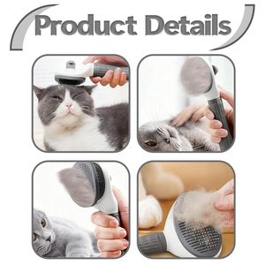 Peigne démêlant pour chiens et chats à un bouton, brosse de toilettage pour animaux de compagnie, nettoyage et brossage des poils, pas cher - Product Image 5