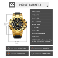 Montre analogique-numérique étanche SKMEI 2499 pour hommes, chronographe, montre-bracelet étanche, LED, réveil, date
