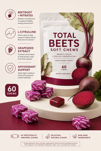 OEM <span class=keywords><strong>Total</strong></span> Beets Soft Chews avec racine de betterave, nitrites, L-citrulline, extrait de pépins de raisin et antioxydants, complément énergétique sain - Product Image 5