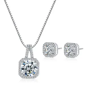 braut diamant schmuck set Suppliers-Bincho Amazon Hot Sale Halskette Ohrringe Braut schmuck Set Zirkon Diamant Anhänger Hochzeits schmuck Set aus Dubai