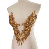 Grande Applique de Luxe en Strass et Paillettes de Verre, Motif Fleur 3D Dorée, à Coudre ou Thermocollante, pour Vêtements, Chapeaux et Tenues de Mariage
