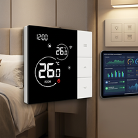 Termostato Digital Programable WIFI AC620F para Fan Coil de 2/4 Tubos, Diseño Cuadrado Moderno, Ahorro de Energía, Montaje en Pared, 220V, Efecto Llama