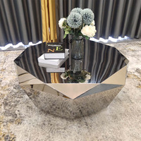 Nouvelle conception de meubles de maison, tables basses en acier inoxydable miroir diamanté pour salon, hôtel, villa moderne, table à thé durable
