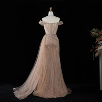 Robe de soirée de luxe Lsz005, style sirène, épaules dénudées, avec perles sur le côté, robe de cérémonie pour femmes, robe de soirée de mariage Jancember