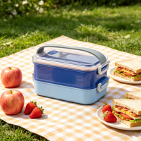Boîte à lunch isotherme double couche, micro-ondable et portable, boîte à bento pour étudiants et bureau