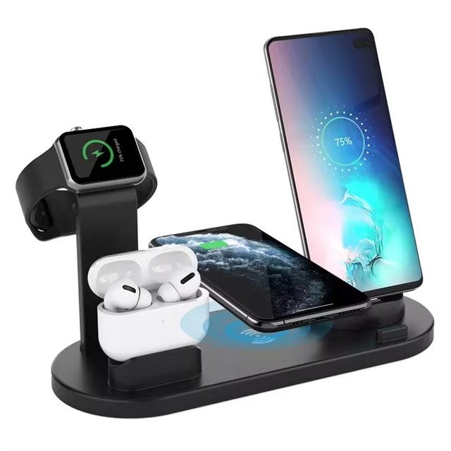 Popular Six in 1 15W Wireless Charging Desktop Station Multifunction Magnetic for Smart Watch Earphone for iPhone Plastic