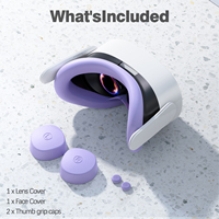 Ensemble d'accessoires en silicone 3-en-1 très demandé pour casque VR Meta Quest 3S : Cache-visage en silicone + Cache-lentilles + Bouchon anti-poussière