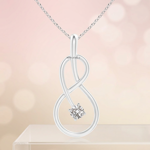 จี้เพชรทรงกลมเพาะเลี้ยงแบบอินฟินิตี้ ทอง 10K 14K 18K เงิน 925 935 ดีไซน์เรียบหรู สื่อถึงความรักโรแมนติก เหมาะสำหรับเป็นของขวัญหมั้นหรือเครื่องประดับชั้นดี - Product Image 1