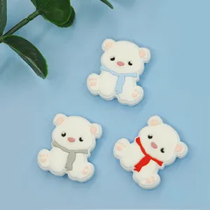 Custom BPA Free Christmas Silicone Focals Bear Beads Characters Necklace Bracelet Beads For DIY Pen design