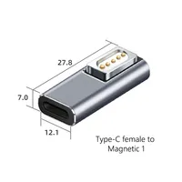 Adaptor USB C Magnetik Berkualitas Tinggi Tipe C ke Konektor Magsaf* 2 Adaptor Pengisian Cepat PD untuk MacBook Air/Pro dengan Lampu Indikator