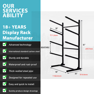 Support de rangement et d'exposition autoportant en métal noir avec revêtement en poudre pour planches de surf et kayaks, montage facile - Product Image 4