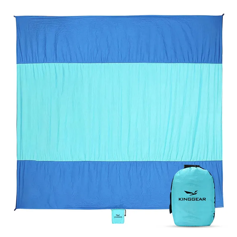 Kinggear Couverture de pique-nique de plage en plein air Tapis imperméable sans sable Couverture de poche de plage Tapis de camp de plage pliant