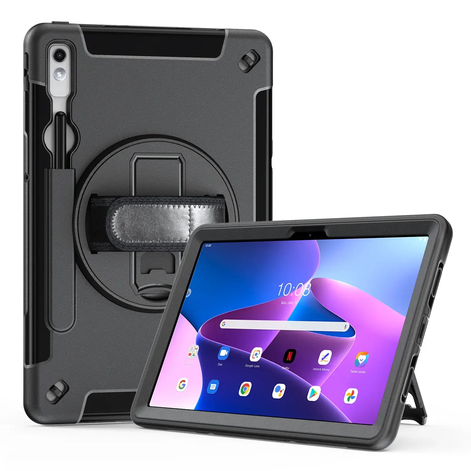 Étui antichoc pour tablette avec dragonne étui de protection pour béquille rotative pour iPad mini 6 2021