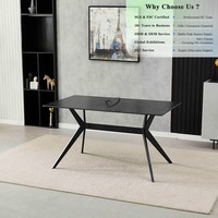Table à manger haut de gamme OKAY, résidentielle et commerciale, de style minimaliste moderne, avec pieds en métal robustes et plateau en céramique, en pierre frittée