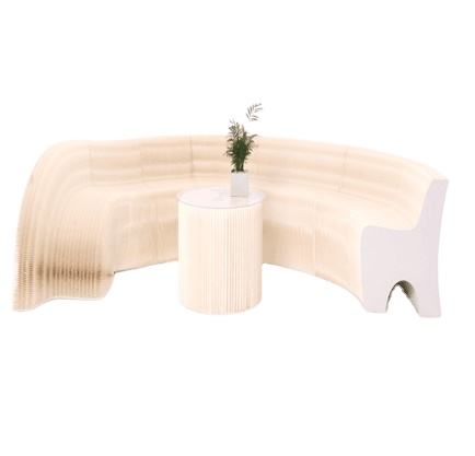 クラフトペーパー製 折りたたみアコーディオンチェア 伸縮ベンチ