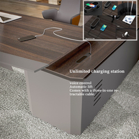 Escritorio Ejecutivo de Oficina Moderno en Forma de L, Extensible, de Madera de Lujo, con Elevación Inteligente