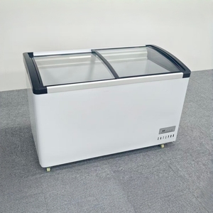 Congelador Comercial para Helados, Vitrina Refrigerada con Vidrio Curvo, Congelador Horizontal Transparente para Pasteles - Product Image 1