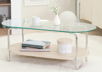 Table basse moderne TMG-K90 pour salon, en MDF avec tube en fer électrolytique et verre trempé