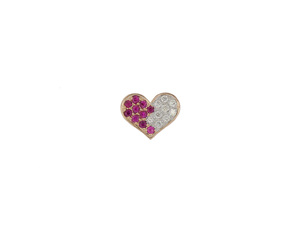 Colgante de Corazón de Oro de 18K con Media Rubí y Media Diamante, Engaste Micro Pavé, Joyería Fina de Lujo para Boda, Regalo del Día de San Valentín para Ella - Product Image 1