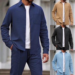 <span class=keywords><strong>Camicia</strong></span> da Lavoro Personalizzata <span class=keywords><strong>Blu</strong></span> Traspirante Slim Fit per Uomo, Manica Lunga con Bottoni e Tasche, Stile Casual - Product Image 2