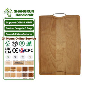 Planche à découper en bois massif réversible avec poignées et rainure pour le jus, épaisse planche à découper pour <span class=keywords><strong>boucher</strong></span>, planche à découper pour le fromage et la charcuterie - Product Image 1