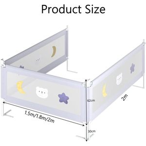 SKY-TOUCH Barandilla de cama de 1,8 m para niños pequeños Barandilla DE SEGURIDAD plegable y de altura ajustable para bebés con actualización sin costuras - Product Image 5