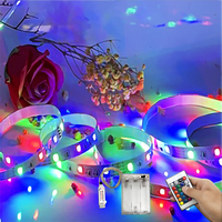 Bandes lumineuses LED alimentées par batterie, indice de protection IP67, contrôlées par télécommande RF 17 touches, 5V SMD2835 RGB, décoration de rétroéclairage intérieur pour téléviseur