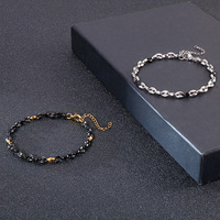 Ensemble de bijoux unisexe au design de niche tendance, collier à maillons en forme de grains de café en acier inoxydable, style Hip Hop, pour la décoration du cou et des mains