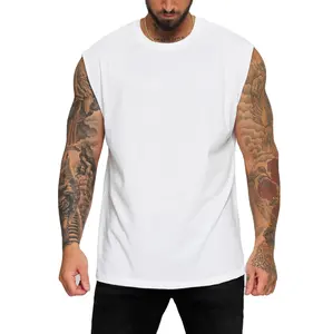 Großhandel ärmellose T-Shirts Gym Training Sportswear über Größe atmungsaktive benutzer definierte weiße T-Shirts in loser Schüttung