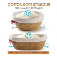 Paniers de levage ronds et ovales faits main en corde de coton pour la cuisson du pain au levain, avec doublures et couvercles