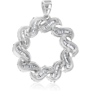 Diamond Circle Swirl Pendant Necklace 1.52 Cttw Round Baguette Cut 925 Sterling Silver Women's Fine Jewelry - Product Image 4