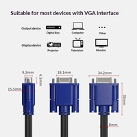 Câble VGA 3+6 1080p 15 mètres Mâle-Mâle Gaine PVC Conducteur en Cuivre pour Téléviseur Projecteur Moniteur d'Ordinateur