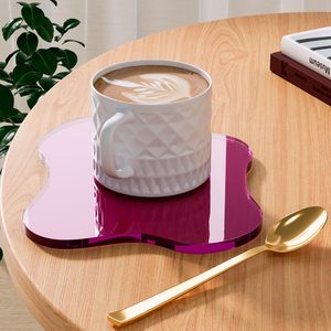 Posavasos de Acrílico con Forma Irregular Personalizada, Color Rojo Rosa, para Café, Té, Bebidas, Decoración de Mesa, Exhibición de Vino, Venta al Por Mayor de Fábrica - Product Image 2
