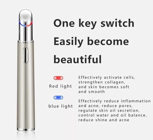 Cuidado de los ojos antienvejecimiento Masaje caliente Elimina las ojeras Masajeador de ojos eléctrico Masaje de ojos antiarrugas rojo y azul - Product Image 3