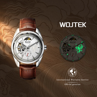 Montre mécanique multifonction automatique motif de phase de lune lumineuse affichage de la date caractéristique de résistant à l'eau 20mm pointeur de bande