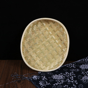 Bamboo Woven Basket Round 23x20cm Handmade <b>For</b> Food Storage <b>Kitchen</b> Use - Product Image 3