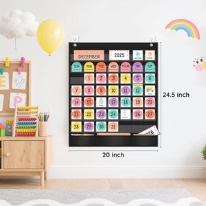 Boho Calendar Pocket Chart 20x24 Inch Educational Cards Time Management Preschool - Product Image 2