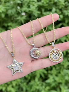 Two-Tone jewelry star Sun Moon Pendant necklaces Sparkling charm link <b>chain</b> for Gift Party - Product Image 1