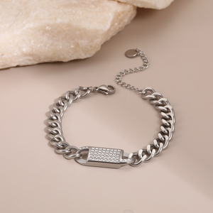 Pulsera personalizada estilo hip-hop con diamantes incrustados, cadena redonda pulida simple, moda urbana, diseño sencillo - Product Image 5