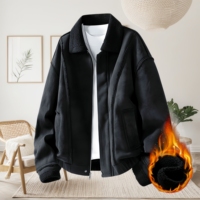 Veste en cuir pour homme personnalisée, col chaud d'hiver, veste décontractée de style streetwear, fermeture éclair, coupe-vent, taille plus