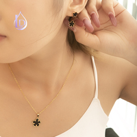 Conjunto de Joyería de Moda para Mujer, Set Combinable con Todo, Nuevo Trébol de la Suerte de Cinco Hojas, Conjuntos de Joyas de Acero Inoxidable