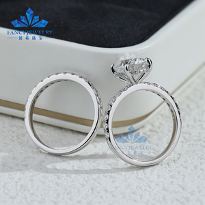 Fabriek Custom 10K 14K 18K Massief Goud 4ct Ovale Moissanite Verborgen Halo Verlovingsring Set Met D Kleur Gra Gecertificeerd Voor Feest - Product Image 4