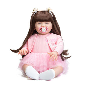 Poupée bébé reborn de <span class=keywords><strong>grande</strong></span> <span class=keywords><strong>taille</strong></span> NPK 60 cm, corps en tissu doux, sourire, bébé heureux, poupée câline, cadeaux pour filles - Product Image 3