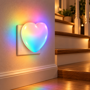 Wholesale RGB Heart Shape LED Night <b>Light</b> <b>Plug</b> In Wall Outlet Colorful Night Lamp for Bedroom Hallway Staircase Home Decor - Product Image 6