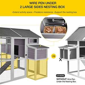 Grand poulailler en bois gris pour l'extérieur avec toit en asphalte <span class=keywords><strong>Cage</strong></span> à volailles durable à plusieurs niveaux - Product Image 3