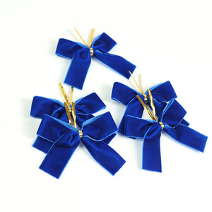 Fábrica pronta para enviar Pre-handmade Pretty Blue Color Velvet <span class=keywords><strong>Ribbon</strong></span> Bow para Candy Gift Packing - Product Image 1